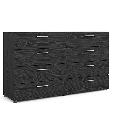Levan Home Contemporary Double Dresser with 8 Drawer in Black Woodgrain