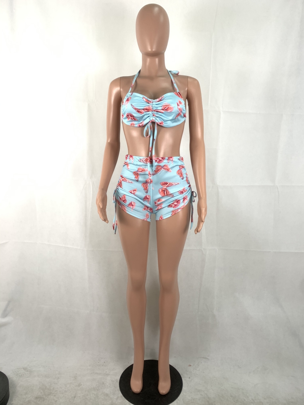 Sexy Print Strings Bikini Bra and Shorts Set