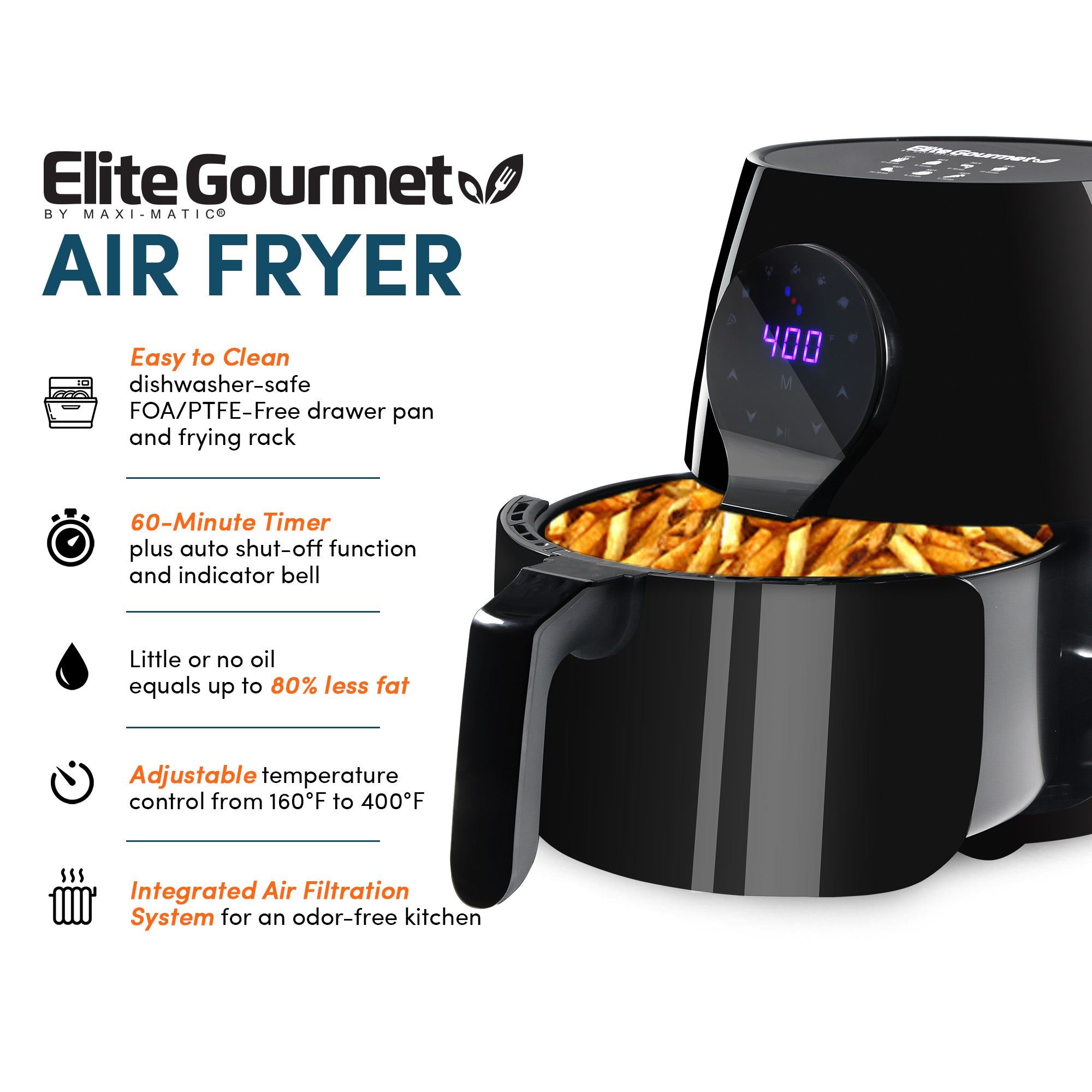 5.3 Qt. Programmable Digital Air Fryer Oil-Less Healthy Cooker