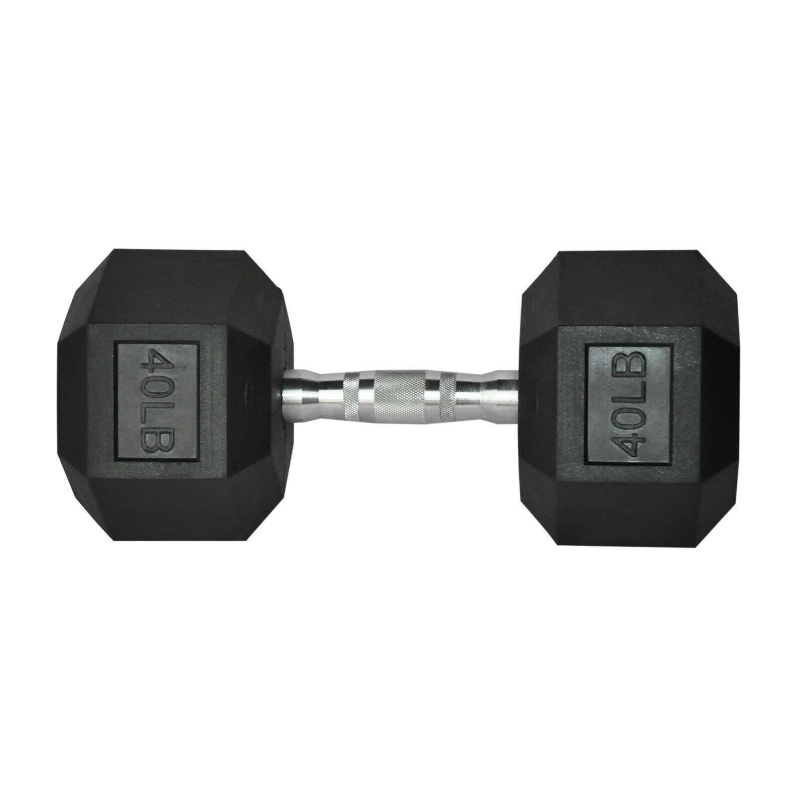 10Pair Rubber Dumbbells 5-50 lb with Dumbbells Rack Hexagonal Home Gym Equipment