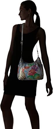 Anna By Anushka Hand painted Large Multi Pocket Hobo, Rose Safari Grey