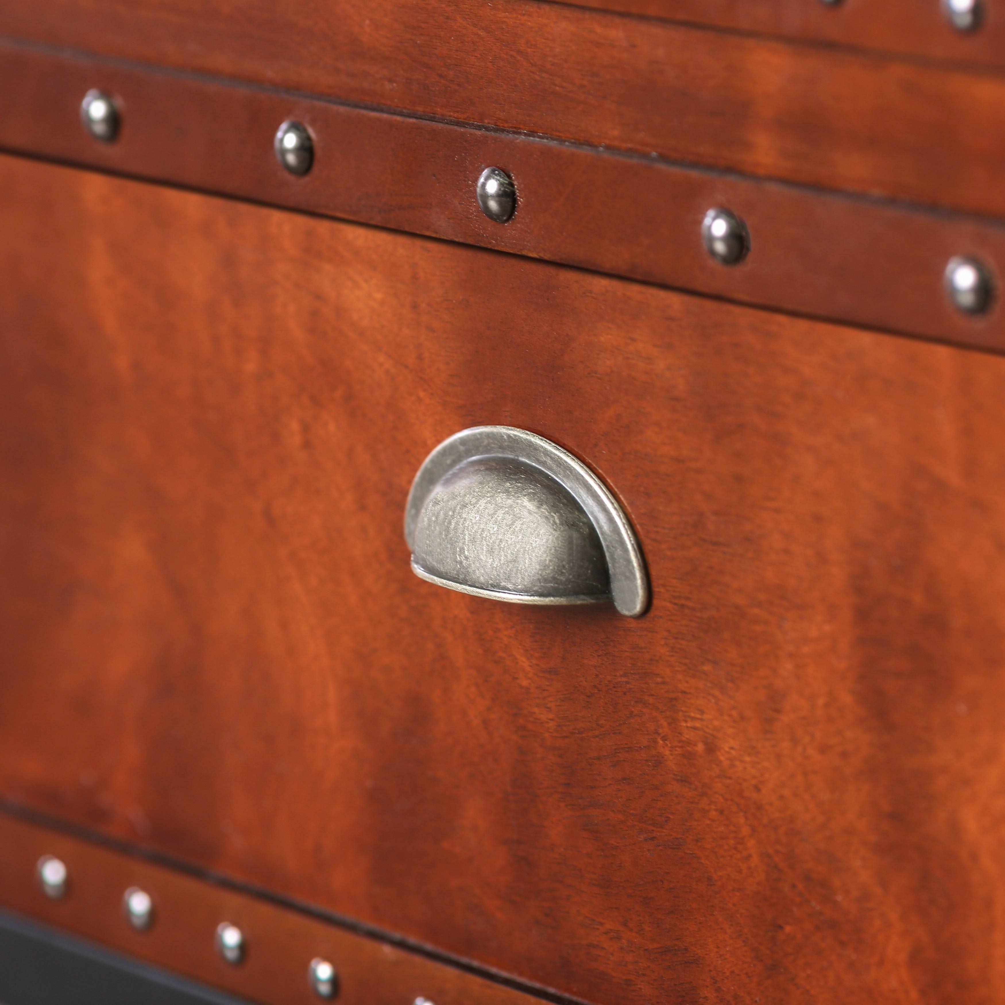 Furniture of America Dravens Industrial Trunk Style End Table - Cherry