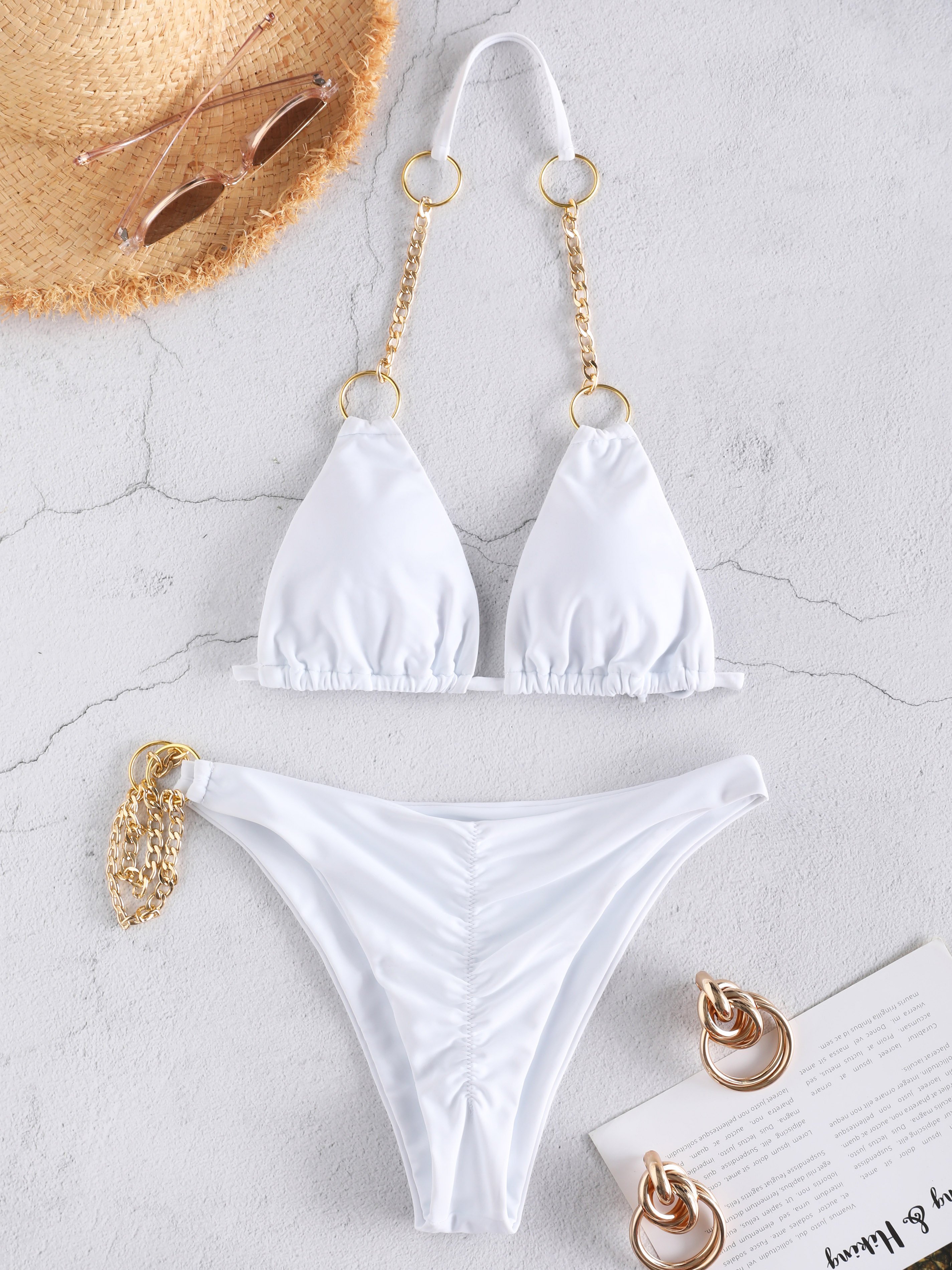 Chain Decor Halter Bikini