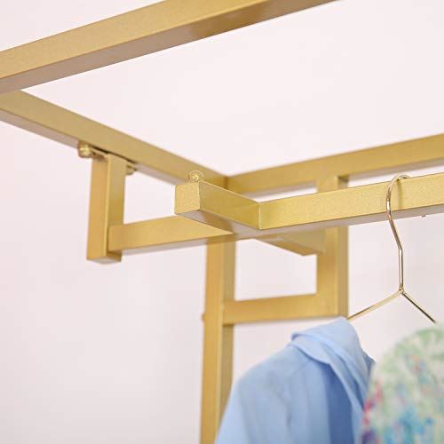 Metal Free Standing Display Garment Clothing Rack with Wooden Shelves/47.2�?