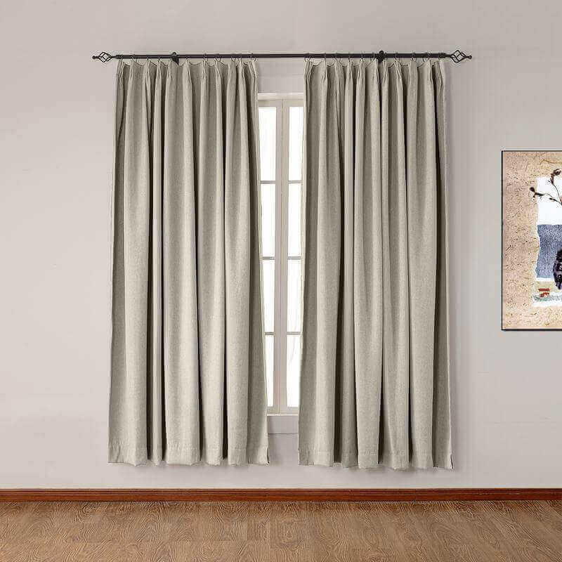 CUSTOM Olive Rock White Luxury Textured Faux Linen Curtain