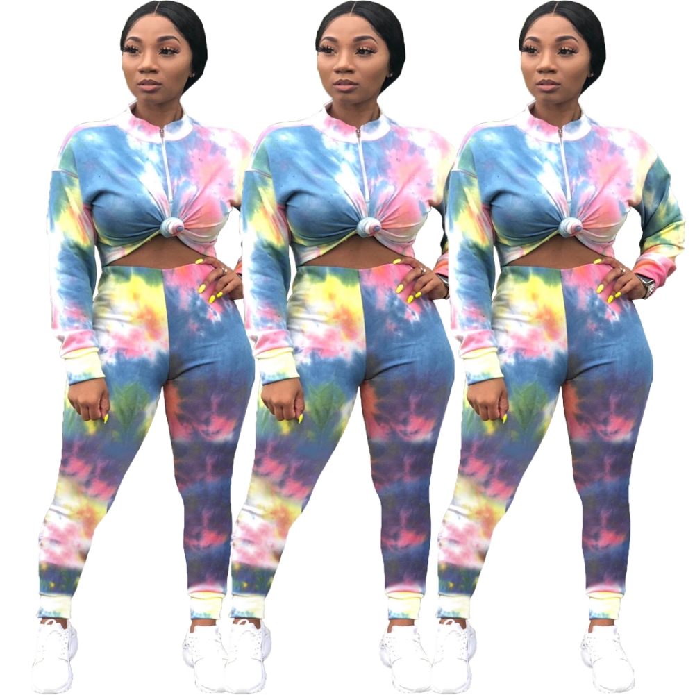 Fall Tie Dye Two Piece Pants Set
