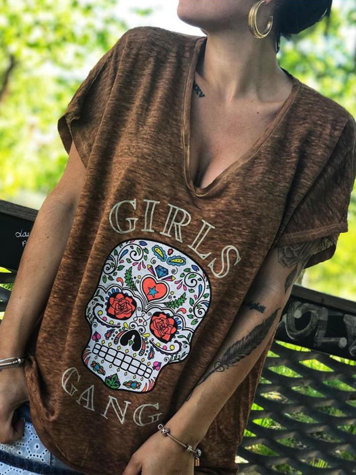 Plus Size Casual V Neck Short Sleeve Tops