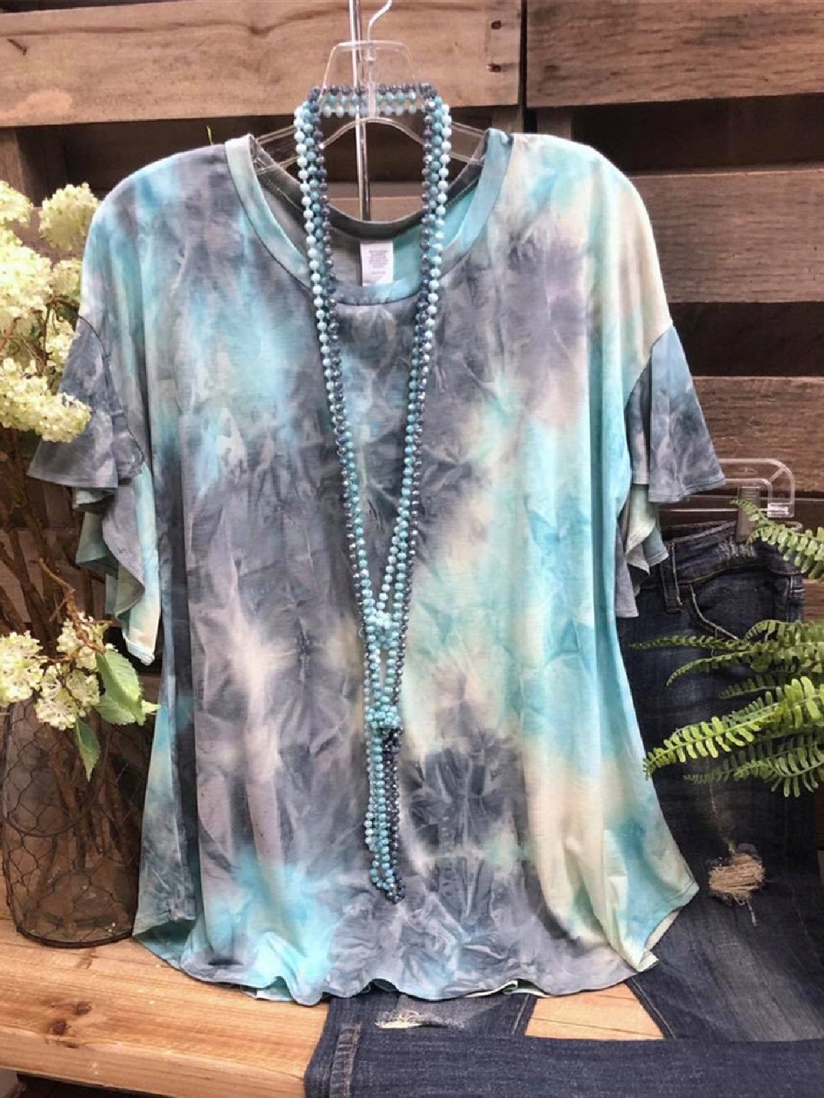 Blue Short Sleeve Shift Shirts & Tops