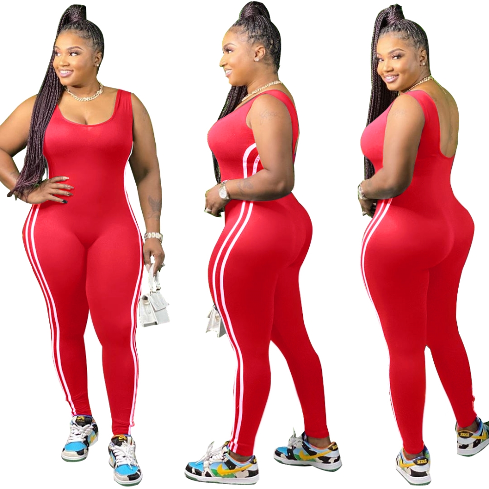 Plus Size Sports Sleeveless Fitness Jumpsuit