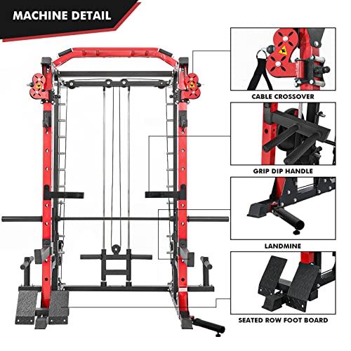 ER KANG Smith Machine, 2400LB Power Cage with Cable Crossover&LAT Pull Down System