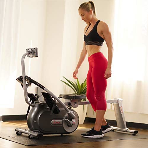 Sunny Health & Fitness Full Motion Magnetic Rowing Machine Rower with Advanced LCD Display, Elevated Seat