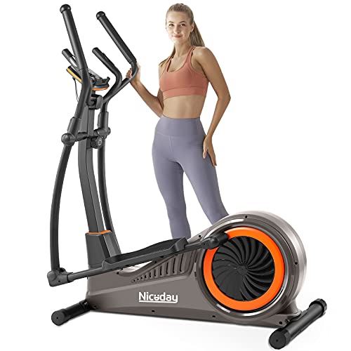 Niceday Elliptical Machine, Cross Trainer with Hyper-Quiet Magnetic Driving System fo Men & Women- Orange & Black