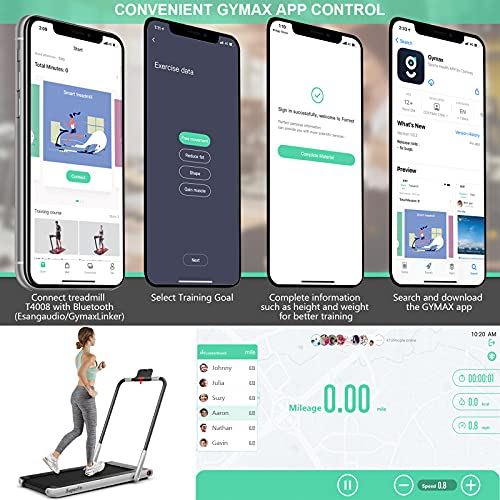 Goplus 2 in 1 Folding Treadmill, 2.25HP Under Desk Electric Superfit Treadmill,  APP Control, Remote Control- Silver