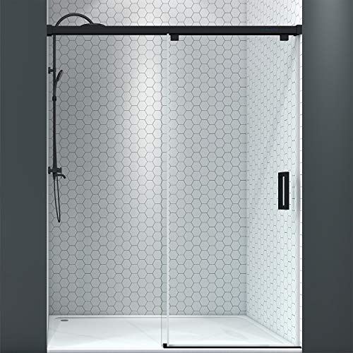Shower Door, 56”-60” ×76”, 5/16”(8mm) Clear Tempered Glass, Noiseless