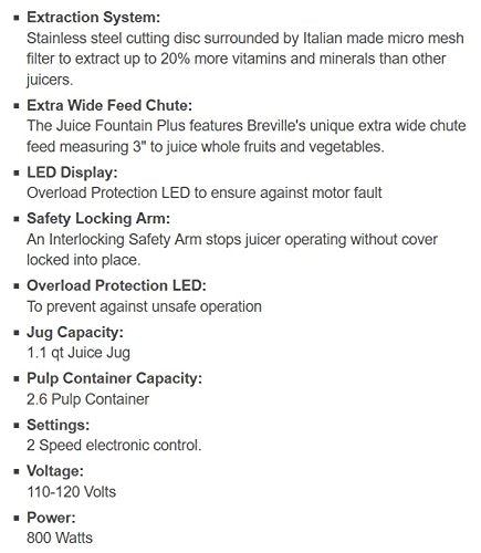 Breville JE98XL Juice Fountain Plus Centrifugal Juicer
