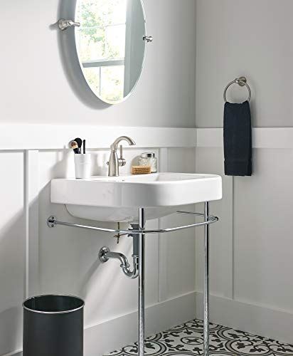 Hole Rustic Farmhouse Bathroom Sink Faucet with Optional Deckplate, Spot Resist Brushed Nickel