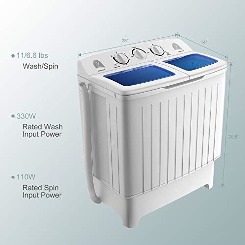Machine, Twin Tub 17.6Lbs Capacity, Washer(11Lbs) and Spinner(