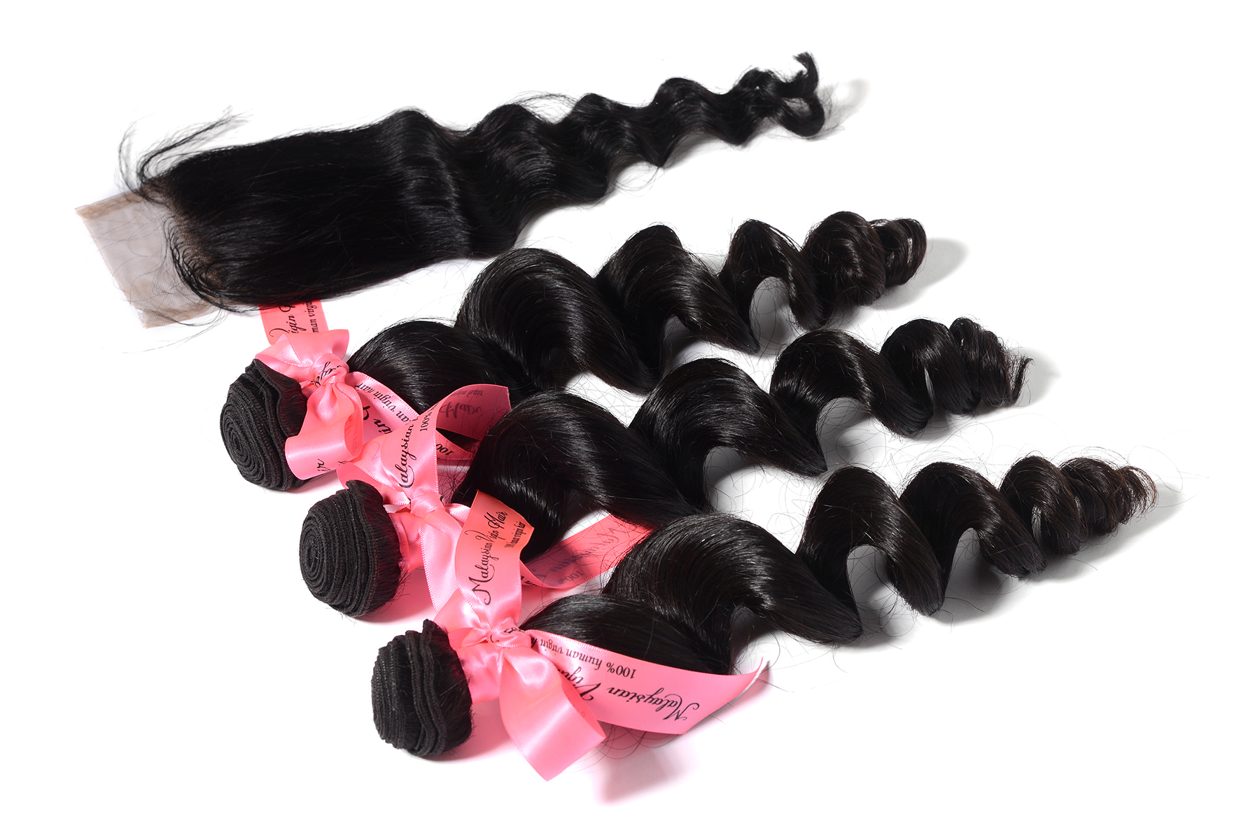 8A,Loose Wave,1 Piece Lace Top Closure and 3Pcs Hair Bundles 100% Malaysian Virgin Hair Weft,4pcs/lo