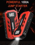 GREPRO Portable Car Jump Starter 1000A Peak 13800mAH 12V Auto Battery Booster Portable Power Pack with LCD Display Jumper Cable