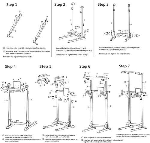 KARMAS PRODUCT Power Tower Adjustable Height Standing Pull Up Bar Dip Station
