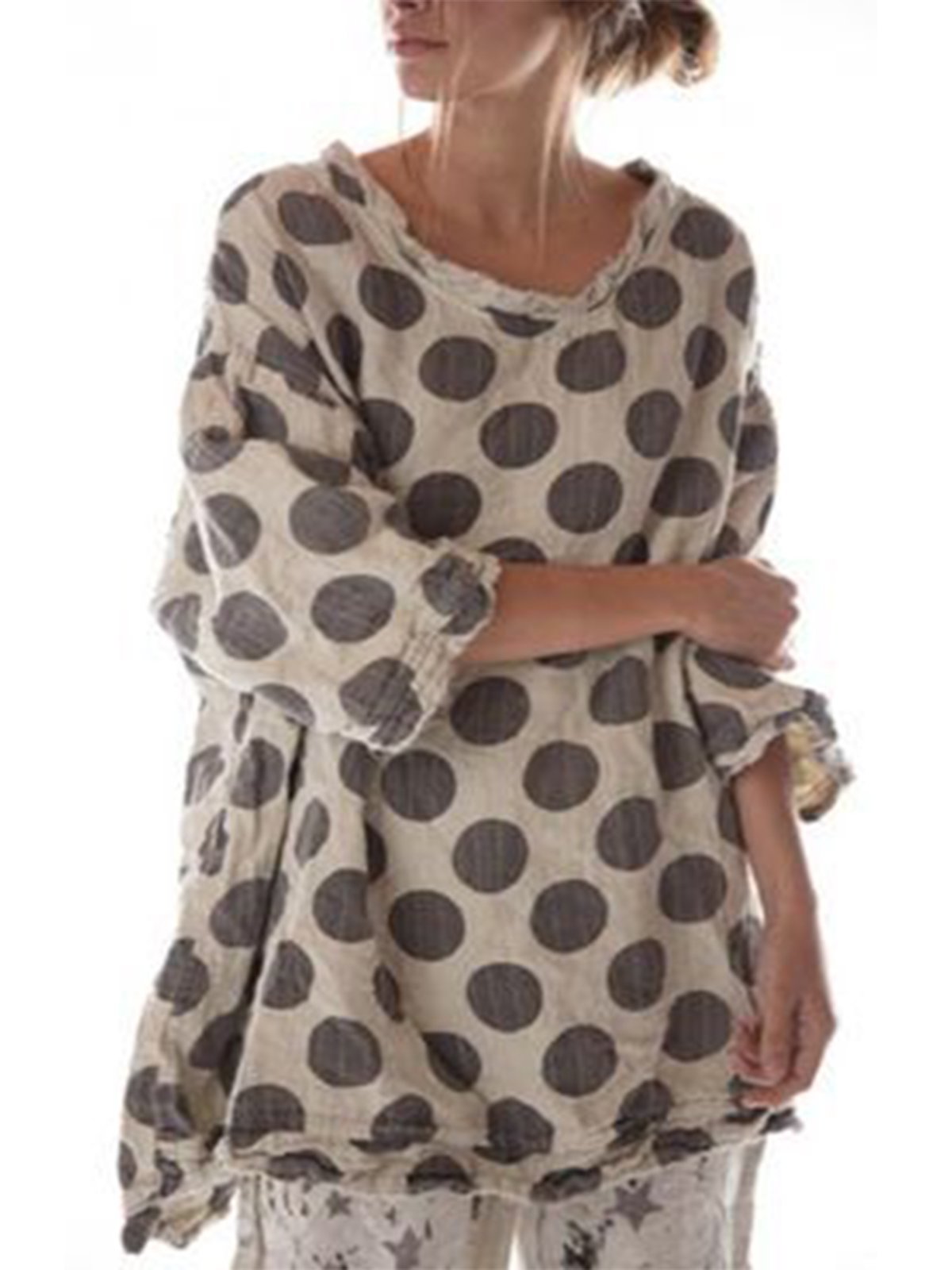 3/4 Sleeve Cotton-Blend Shirts & Tops