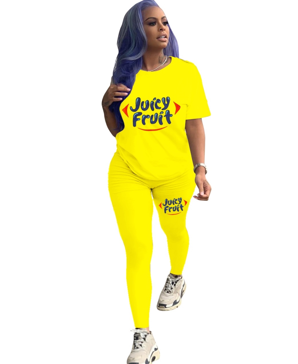 Summer Print O Neck Shirt and Matching Pants Set