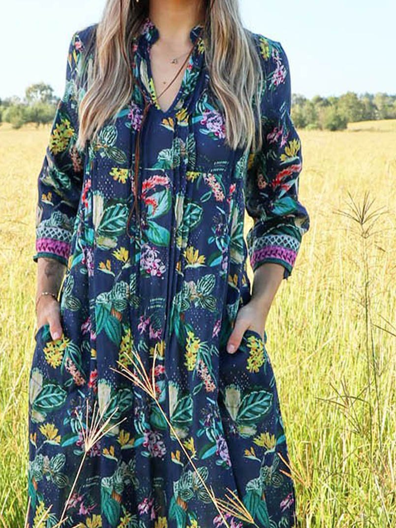 Bohemian vacation casual chiffon dress