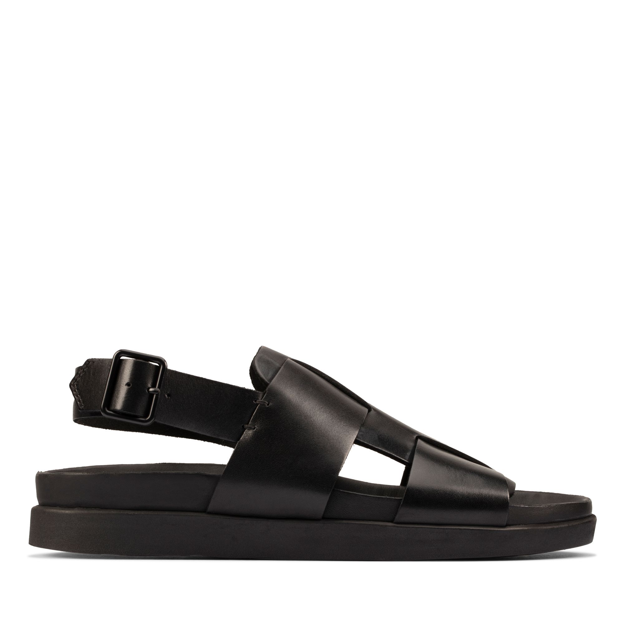 Men Sandals Sunder Strap Black Leather