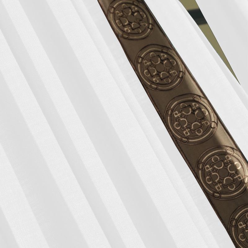 AMARA Polyester Linen Curtain Drapery With Decorative Trim Custom Sold Per Pair