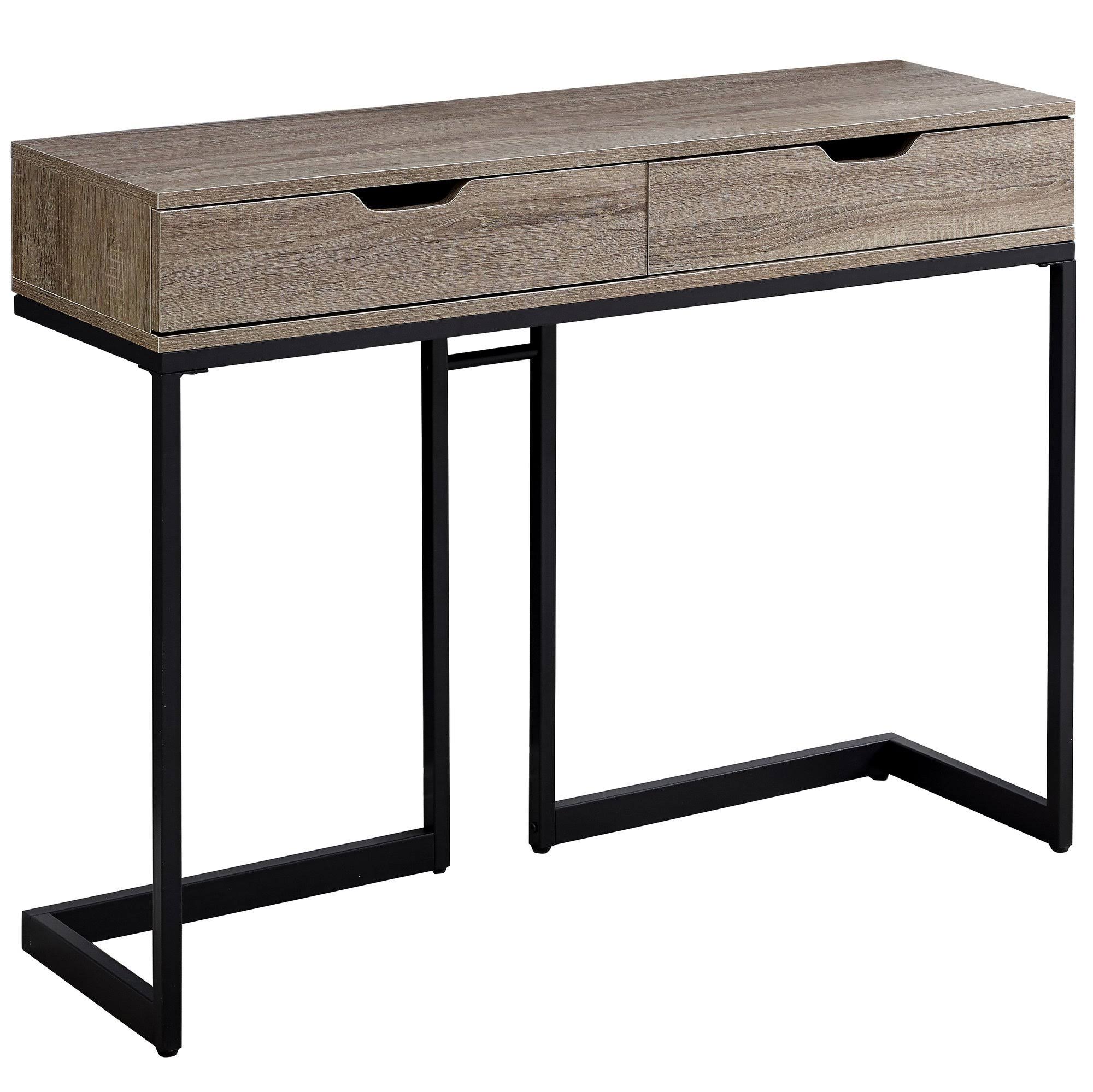 32x22 Dark Taupe MDF and Black Metal Accent Table