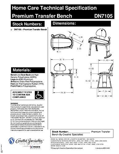 Inch D Adjustable Height Non Slip Bath Safety Transfer Bench, Glacier White