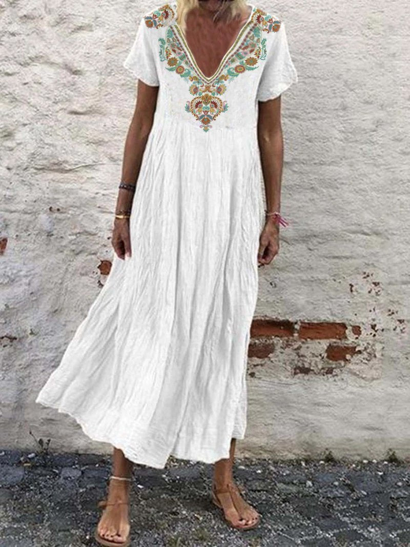 Bohemian Floral-Printed Midi Holiday Dress