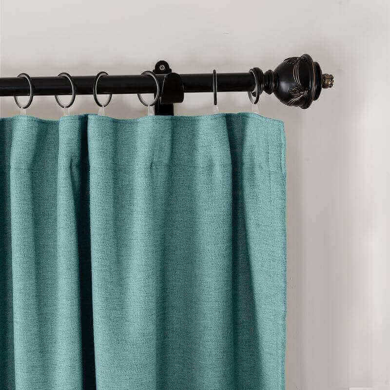 CUSTOM Olive Turquiose Luxury Textured Faux Linen Curtain
