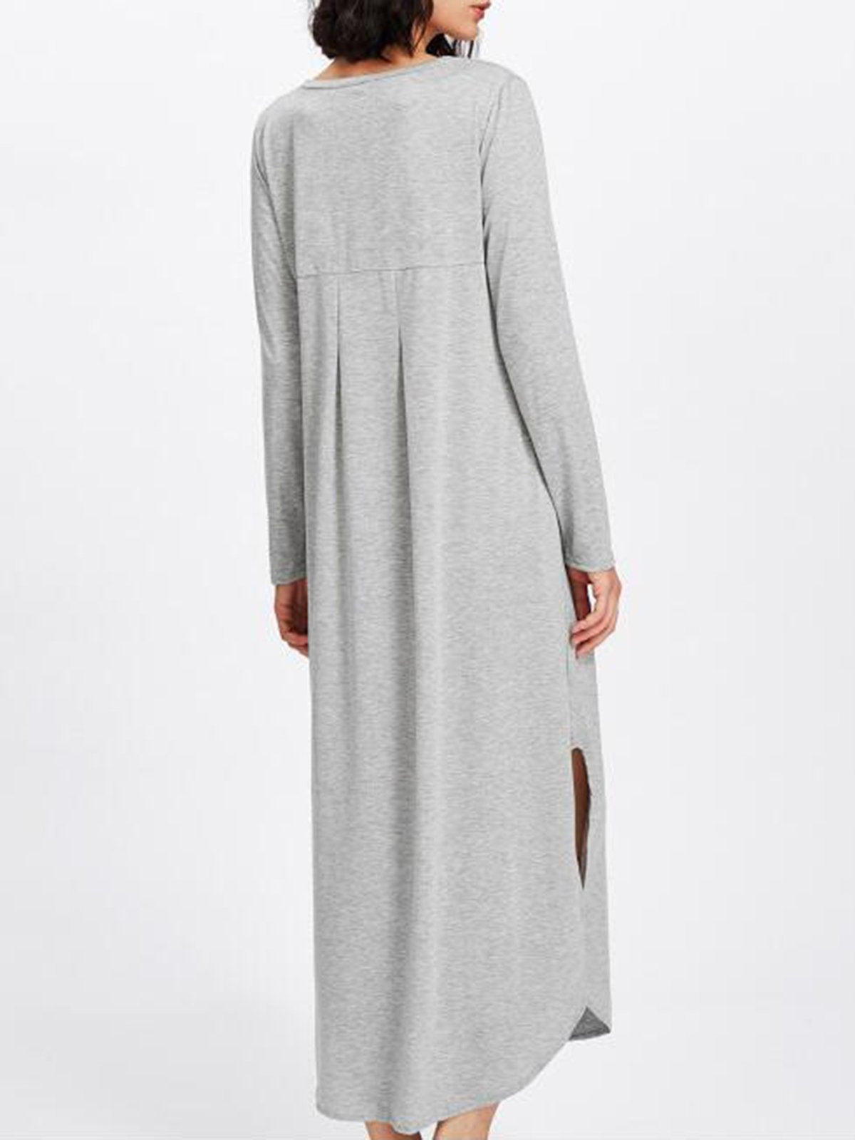 Polyester Solid Casual Slit Dress