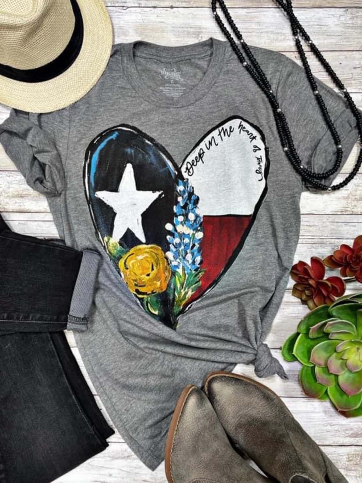 Crew Neck Abstract Casual Shirts & Tops