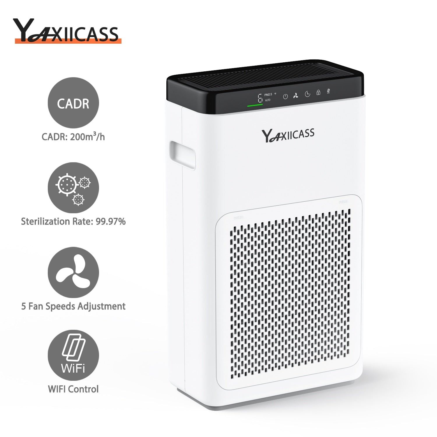 Air Purifier For Home With Hepa Filter, WIFI Application Air Recirculation LED Screen Air Cleaner