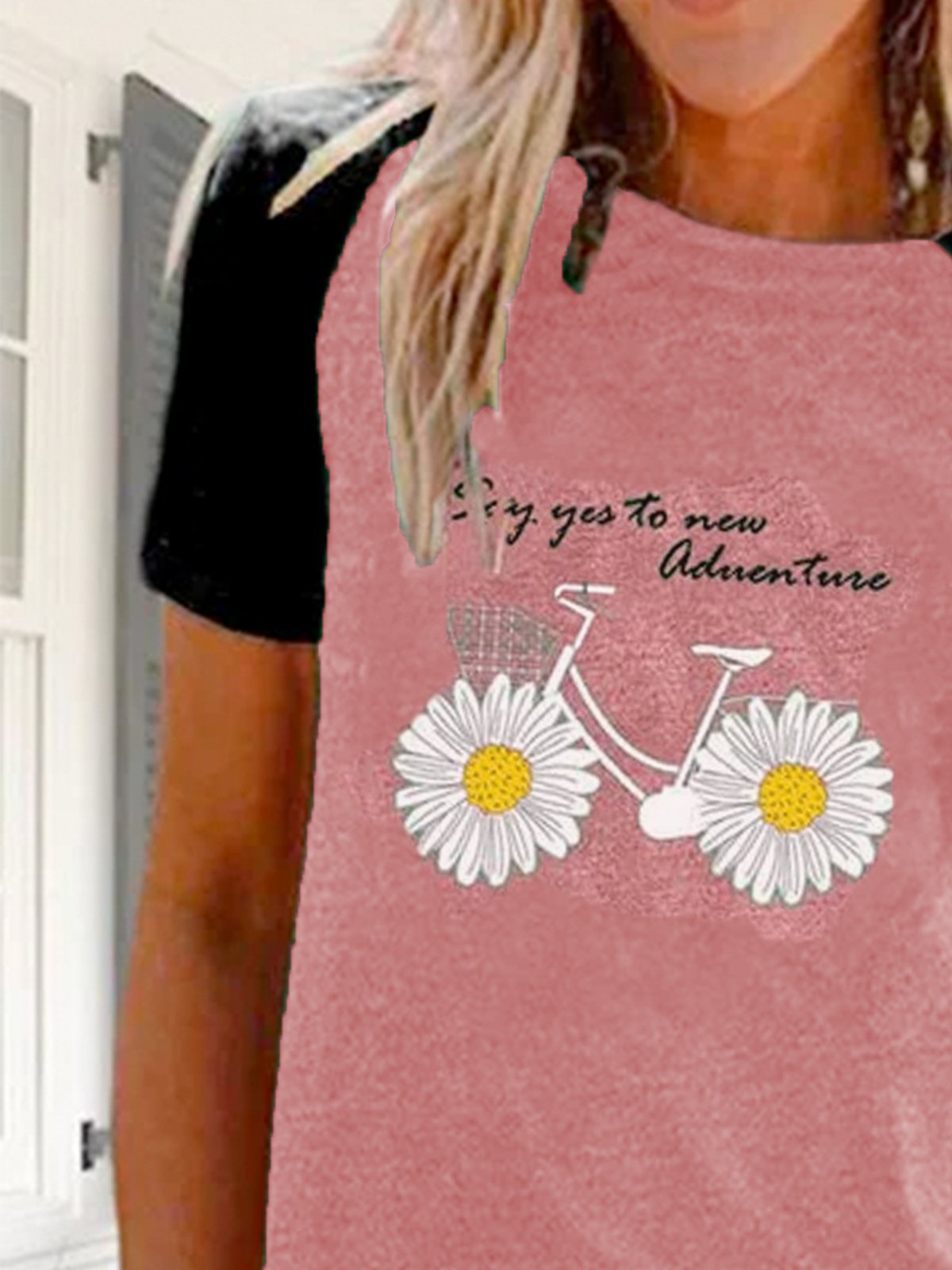 Casual short sleeve stitching printed T-shirt