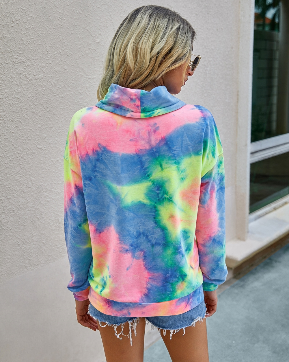 Autumn Tie Dye Turndown Collar Sweat Shirt