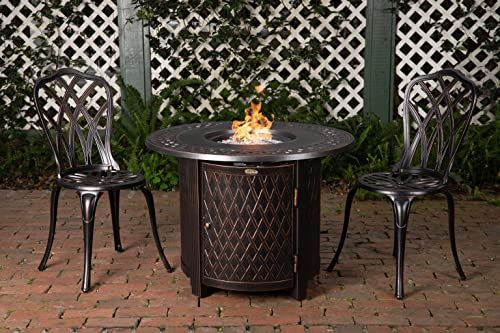 Fire Sense 62988 Wagner Aluminum Round LPG Fire 25000 BTU Pit Table �C Antique Bronze Finish