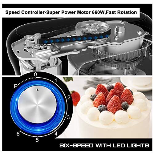 660W Electric Kitchen Food Mixer With 6.55 Quart Stainless Steel Bowl