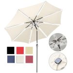 10 ft Lighted Patio Umbrella Solar Umbrella Tilt 8-Rib