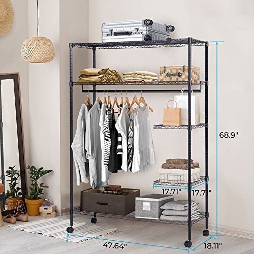 Free-Standing Rolling Clothes Rack with Fitted Beidge /Non Woven Cover