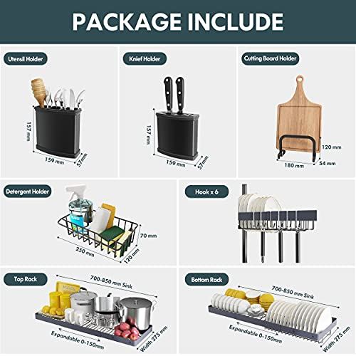 Over The Sink Dish Drying Rack, Boosiny 2 Tier