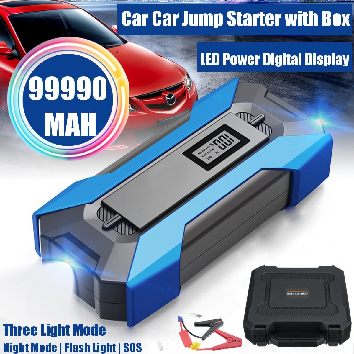 99990mAh Car Jump Starter Fast Charger Power Bank Portable Emergency Car