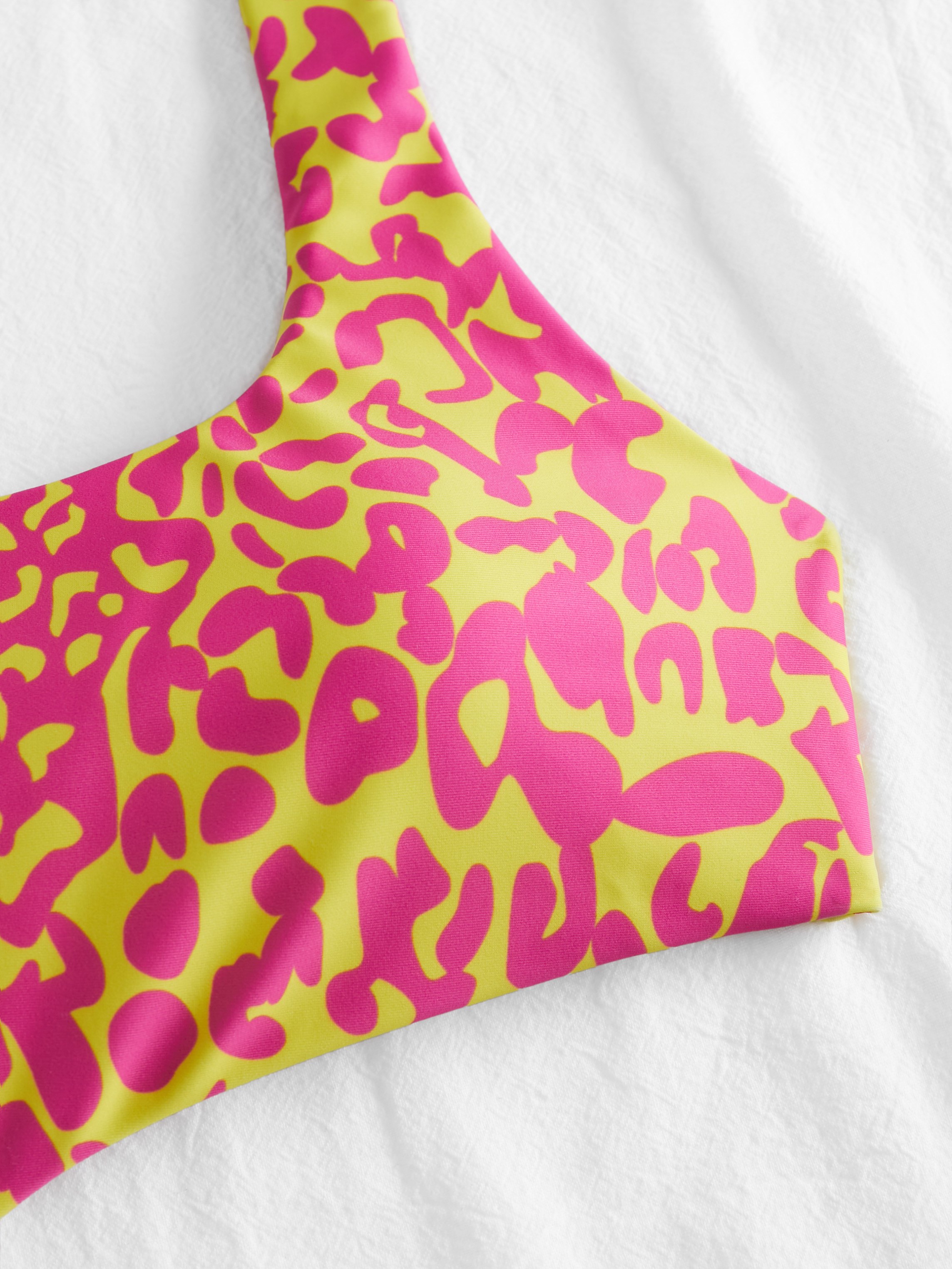 Contrast Leopard Print Cut Out One-Piece Swimsuit