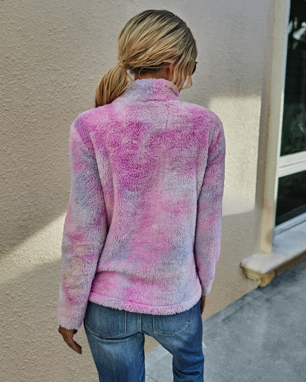 Autumn Tie Dye Plush Pullover Sweat Top