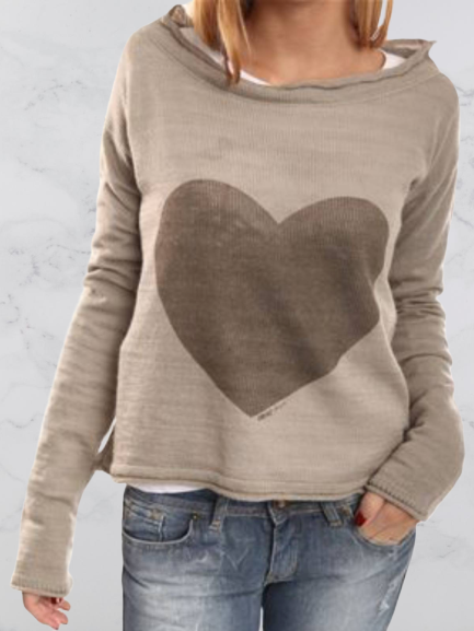 Coffee Casual Crew Neck Cotton-Blend Shirts & Tops