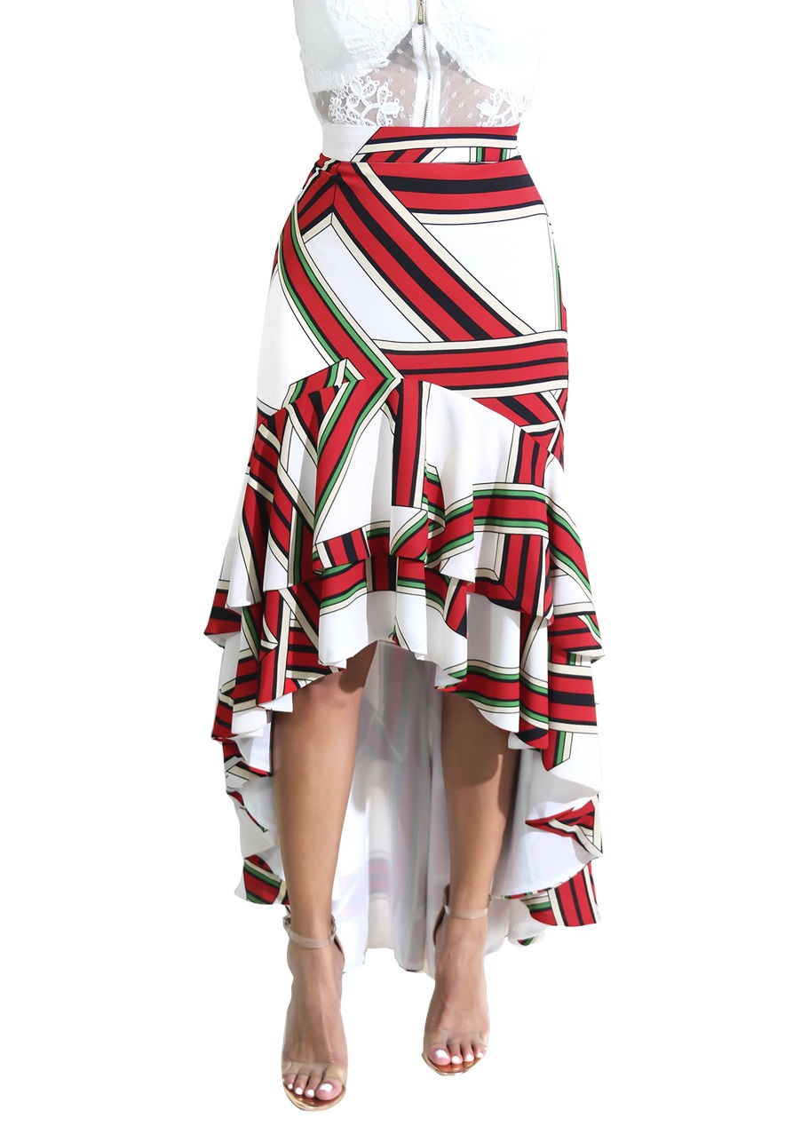 Block Color High Low Mermaid Skirt