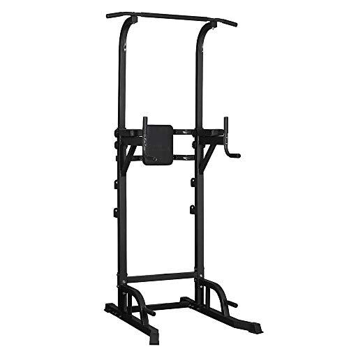 ZENOVA Power Tower Pull Up Dip Station Height Adjustable- Pull Up Station Tower, Black