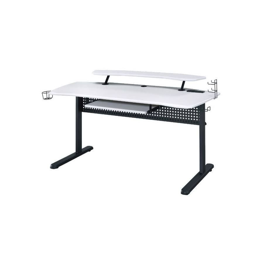 Q-Max Gaming Table in Black Finish PVC Paper Metal White